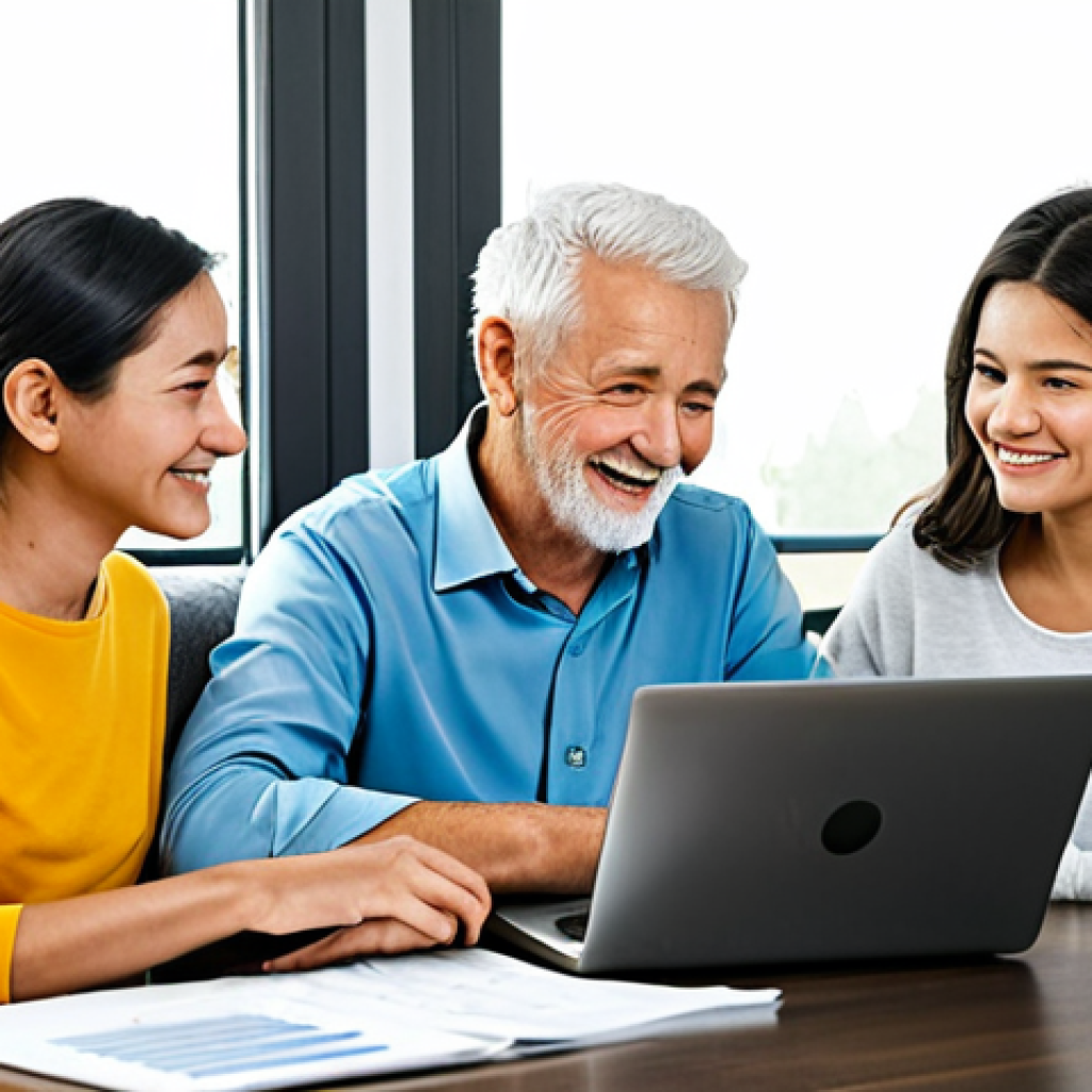 **
"A family of three generations (grandparents, parents, and a young adult) sitting around a table in a well-lit living room, fully clothed in casual but professional attire, looking at financial documents and a laptop displaying investment charts. The atmosphere is friendly and collaborative. Safe for work, appropriate content, professional, modest, family-friendly. Perfect anatomy, correct proportions, natural pose, well-formed hands, proper finger count, natural body proportions. The background shows a comfortable and secure home environment."
**