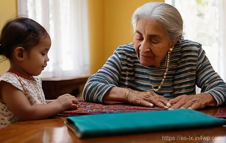 부모의 재정적 가치관 이해하기 - **Prompt:** "A warm, sunlit scene inside a cozy, traditionally decorated Latin American home. An eld...