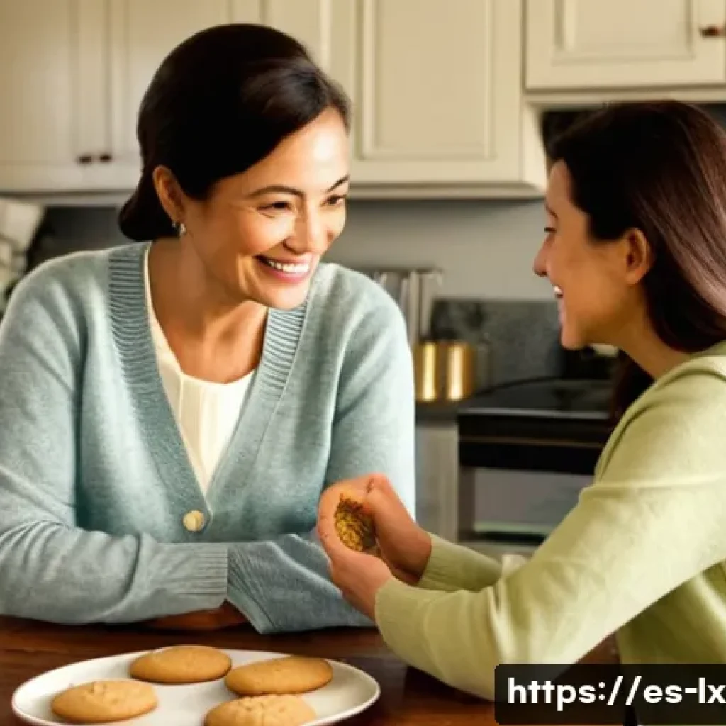 부모와의 부 대화에서의 감정적 지원 - **Prompt:** A heartwarming scene of an adult daughter (early 30s) and her elderly mother (late 60s/e...