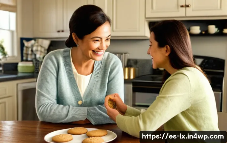 부모와의 부 대화에서의 감정적 지원 - **Prompt:** A heartwarming scene of an adult daughter (early 30s) and her elderly mother (late 60s/e...