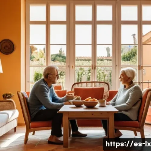 Home 32 부모에게 상속에 대한 대화 시작하기 - A warm, intimate family living room setting in Spain, where multiple generations—parents, adult chil...