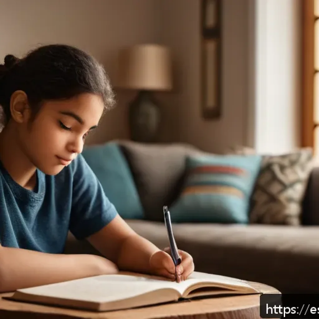 부모와 대화하기 위한 준비 과정 - A warm and peaceful family scene in a cozy living room, showing a young Hispanic teenager thoughtful...